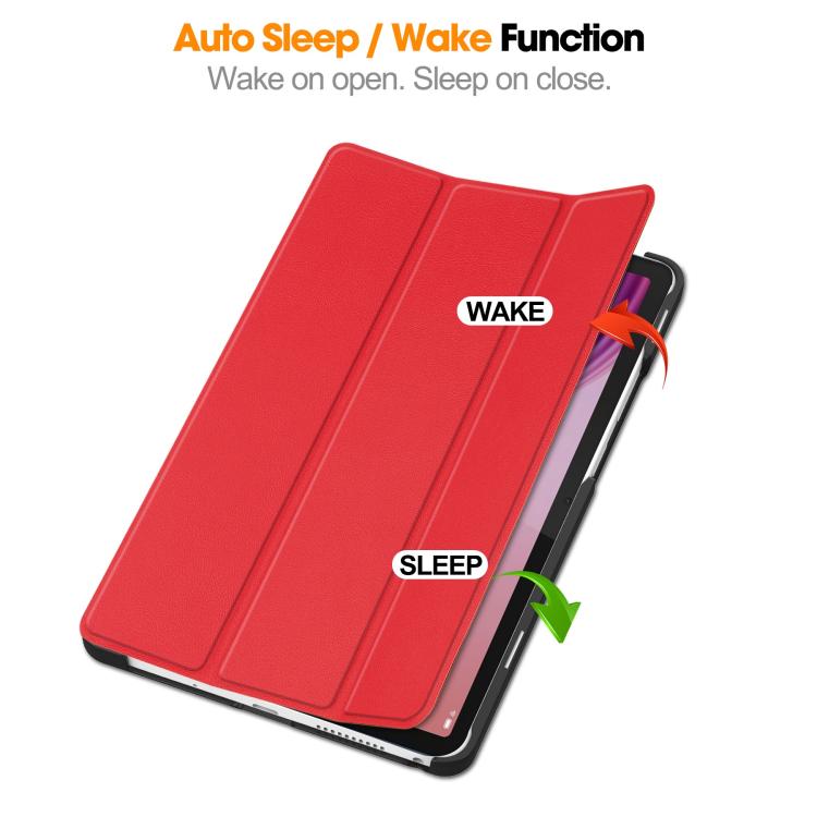 For Lenovo Tab One TB-305FU / Tab K9 Custer Texture 3-Fold Holder Leather Smart Tablet Case
