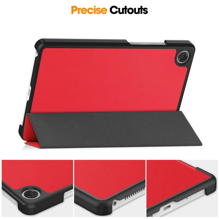For Lenovo Tab One TB-305FU / Tab K9 Custer Texture 3-Fold Holder Leather Smart Tablet Case