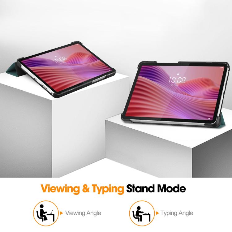 For Lenovo Tab One TB-305FU / Tab K9 Custer Texture 3-Fold Holder Leather Smart Tablet Case