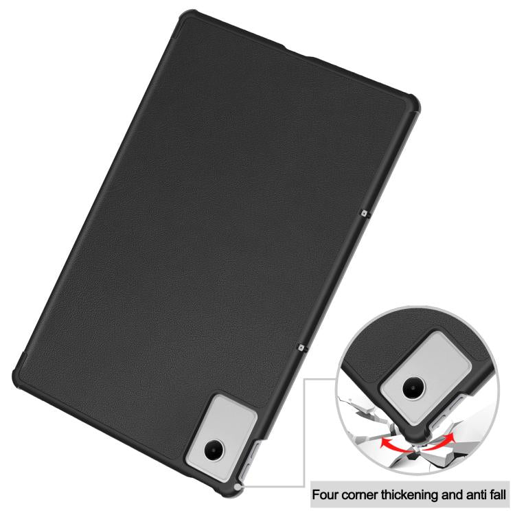 For Lenovo Idea  Tab Plus 12.1 Custer Texture 3-Fold Holder Leather Smart Tablet Case