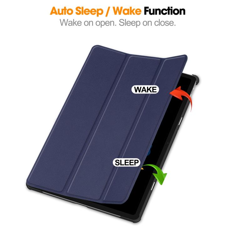 For Lenovo Idea  Tab Plus 12.1 Custer Texture 3-Fold Holder Leather Smart Tablet Case