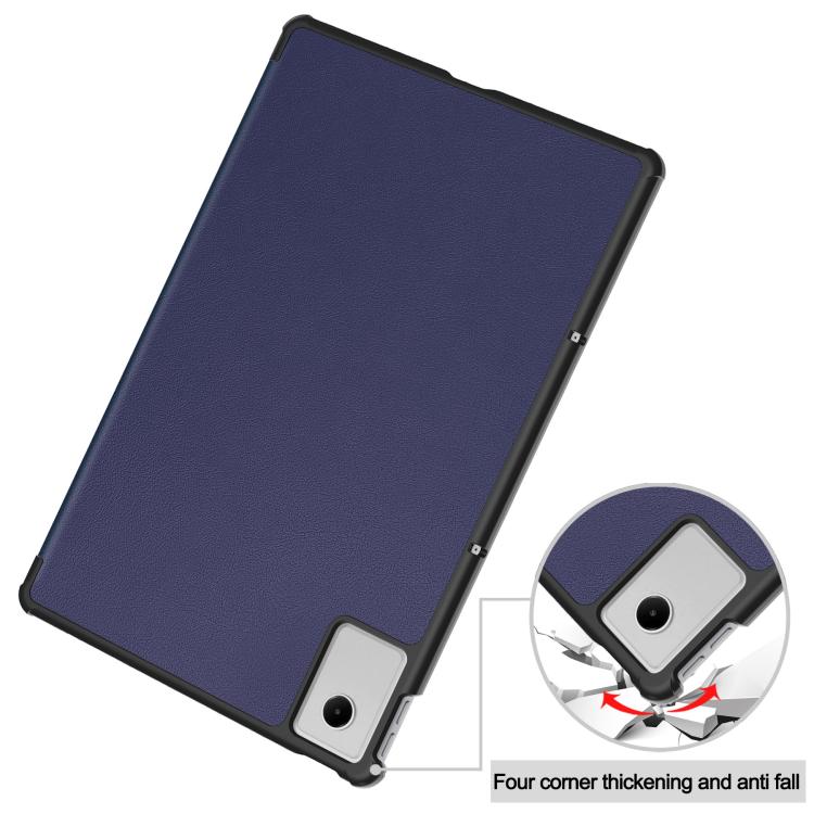 For Lenovo Idea  Tab Plus 12.1 Custer Texture 3-Fold Holder Leather Smart Tablet Case