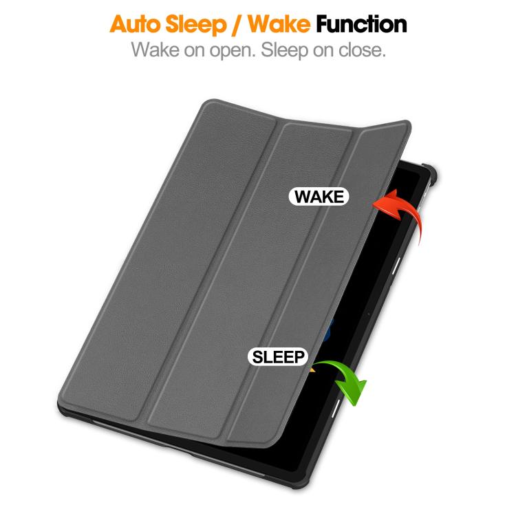 For Lenovo Idea  Tab Plus 12.1 Custer Texture 3-Fold Holder Leather Smart Tablet Case