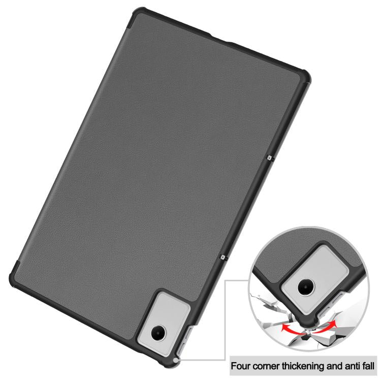 For Lenovo Idea  Tab Plus 12.1 Custer Texture 3-Fold Holder Leather Smart Tablet Case