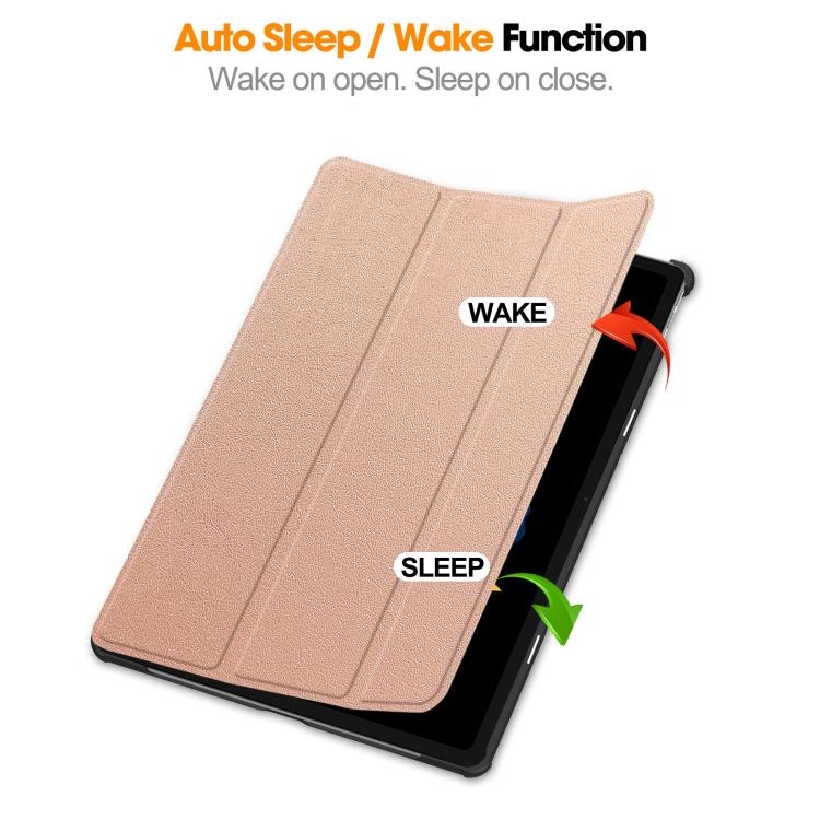 For Lenovo Idea  Tab Plus 12.1 Custer Texture 3-Fold Holder Leather Smart Tablet Case