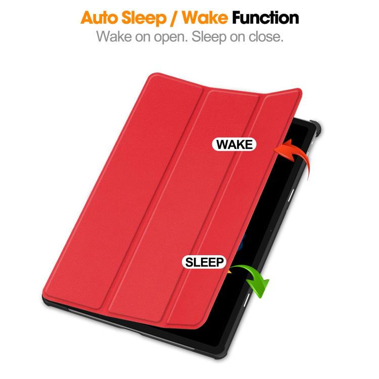 For Lenovo Idea  Tab Plus 12.1 Custer Texture 3-Fold Holder Leather Smart Tablet Case