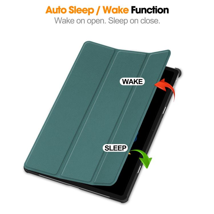 For Lenovo Idea  Tab Plus 12.1 Custer Texture 3-Fold Holder Leather Smart Tablet Case
