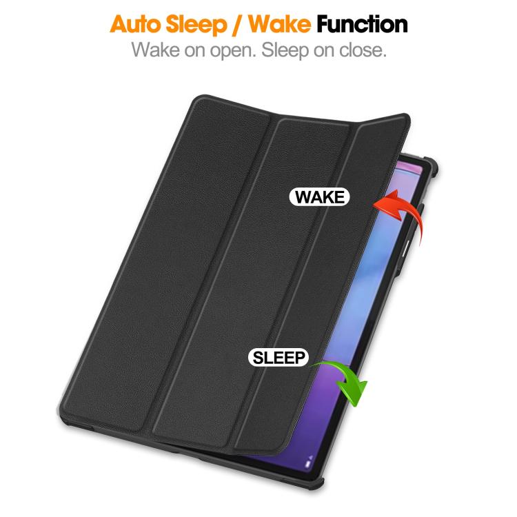 For Lenovo Idea Tab Pro Gen 2 13 Custer Texture 3-Fold Holder Leather Smart Tablet Case