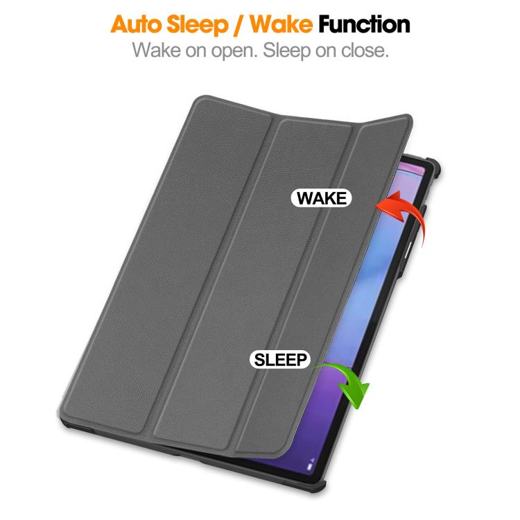 For Lenovo Idea Tab Pro Gen 2 13 Custer Texture 3-Fold Holder Leather Smart Tablet Case