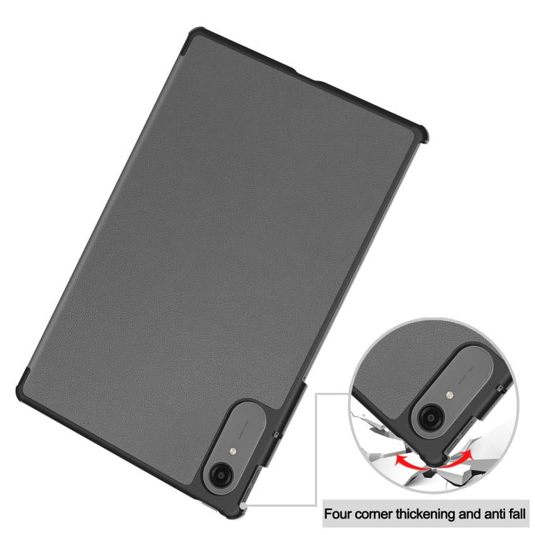 For Lenovo Idea Tab Pro Gen 2 13 Custer Texture 3-Fold Holder Leather Smart Tablet Case