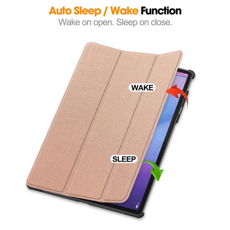 For Lenovo Idea Tab Pro Gen 2 13 Custer Texture 3-Fold Holder Leather Smart Tablet Case