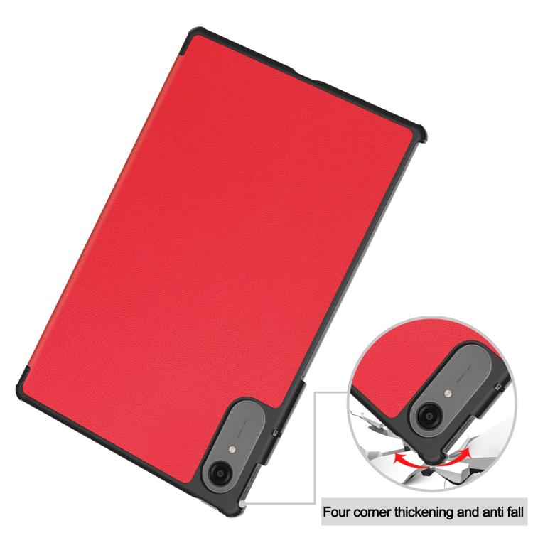 For Lenovo Idea Tab Pro Gen 2 13 Custer Texture 3-Fold Holder Leather Smart Tablet Case