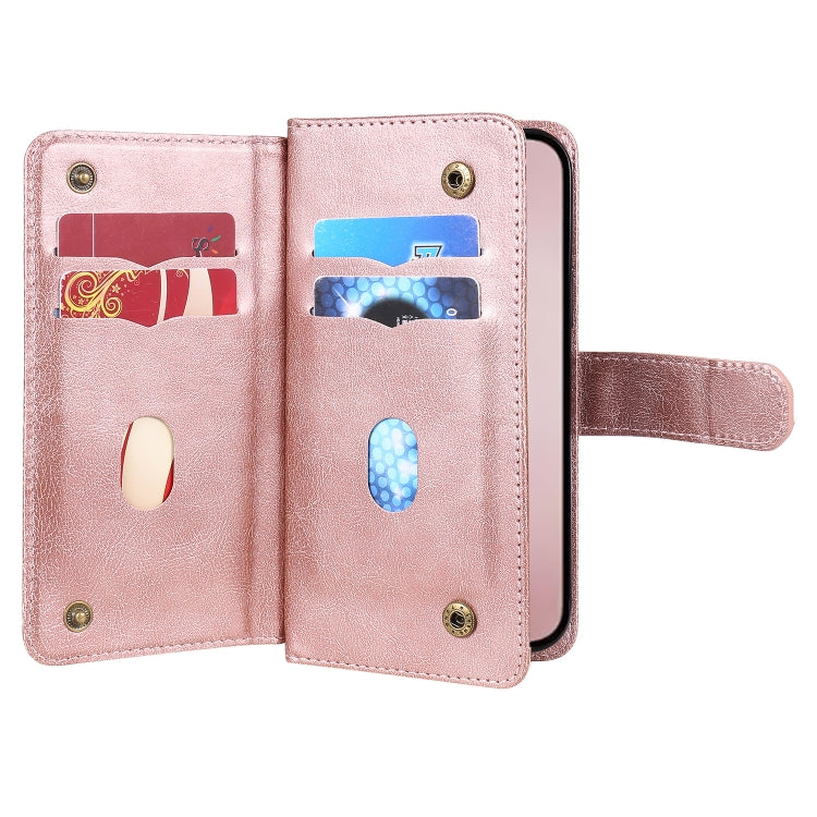 For iPhone 16 Pro Multi-Function Wallet 10 Card Slots Leather Phone Case