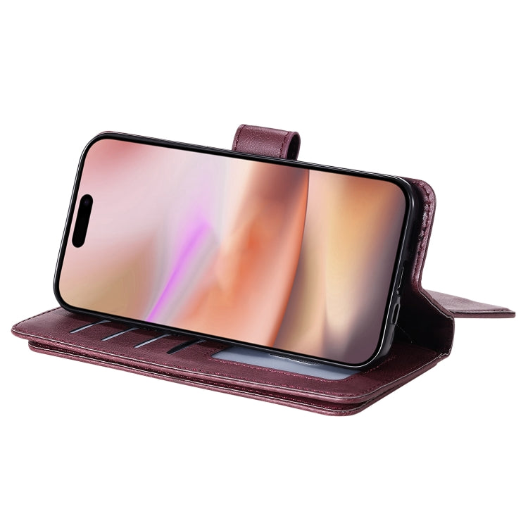 For iPhone 16 Plus Multi-Function Wallet 10 Card Slots Leather Phone Case