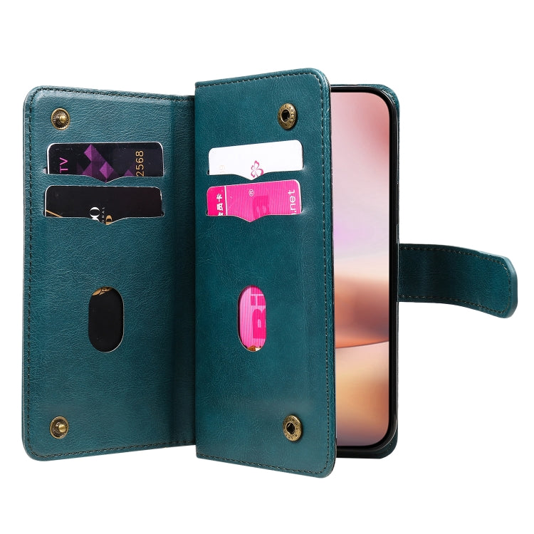 For iPhone 16 Plus Multi-Function Wallet 10 Card Slots Leather Phone Case