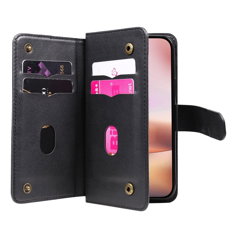 For iPhone 16 Plus Multi-Function Wallet 10 Card Slots Leather Phone Case