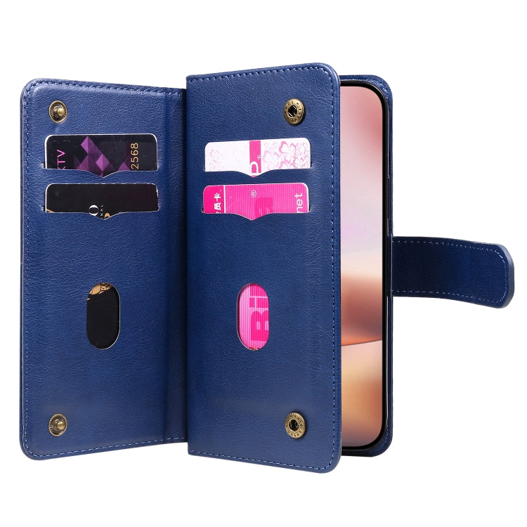 For iPhone 16 Plus Multi-Function Wallet 10 Card Slots Leather Phone Case