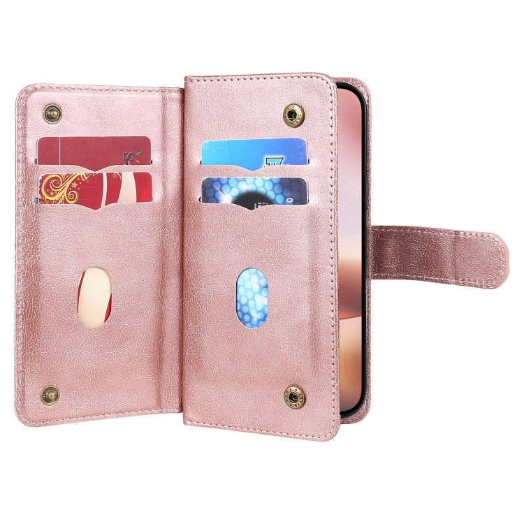For iPhone 16 Plus Multi-Function Wallet 10 Card Slots Leather Phone Case