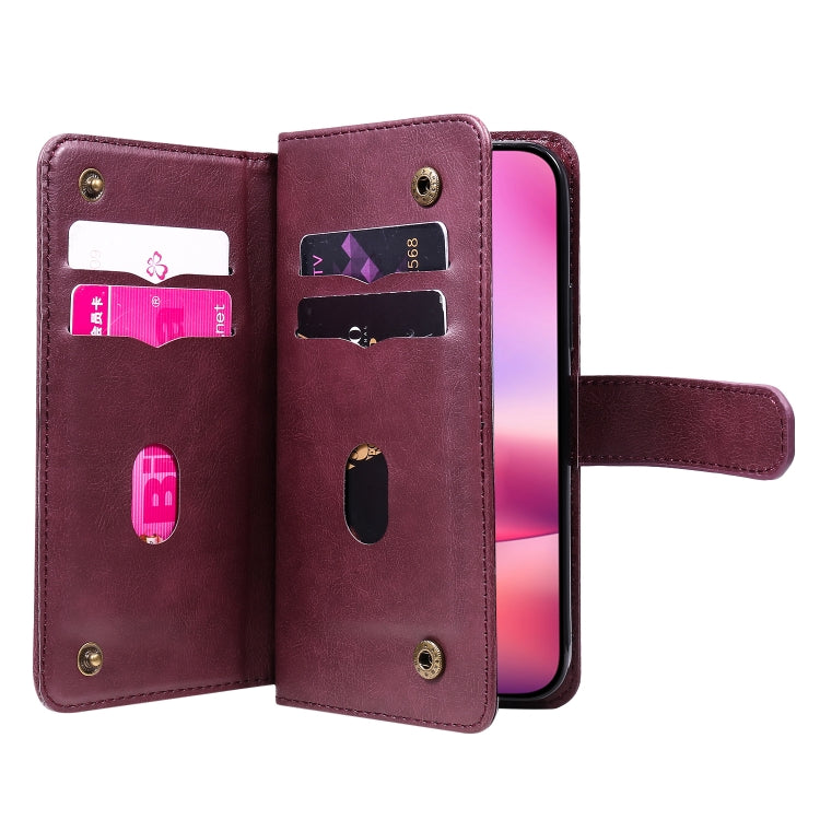 For iPhone 16 Multi-Function Wallet 10 Card Slots Leather Phone Case