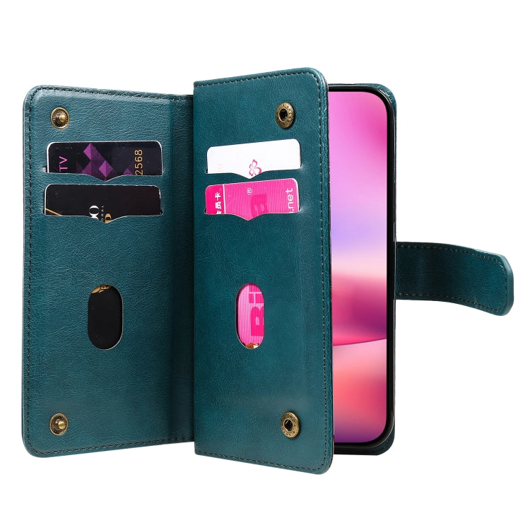 For iPhone 16 Multi-Function Wallet 10 Card Slots Leather Phone Case