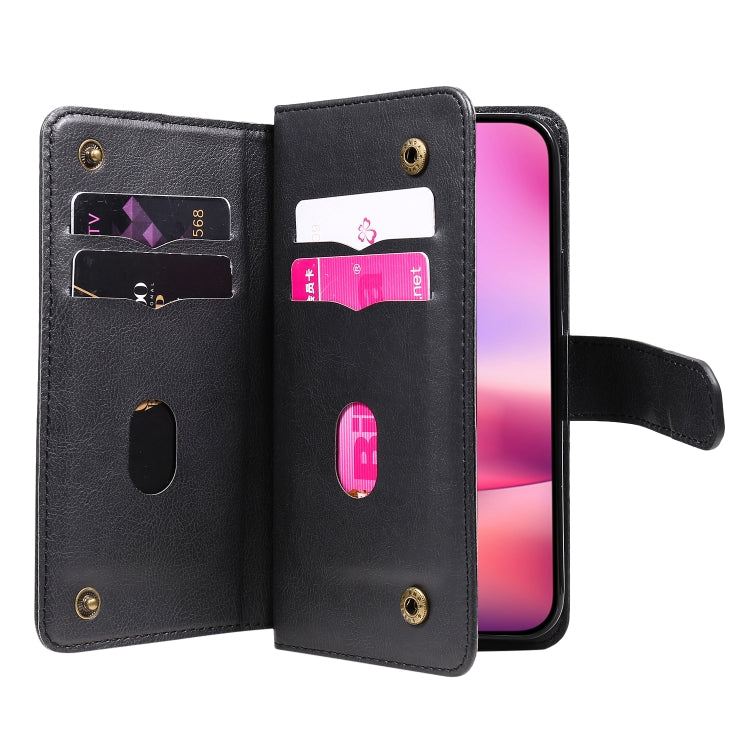 For iPhone 16 Multi-Function Wallet 10 Card Slots Leather Phone Case