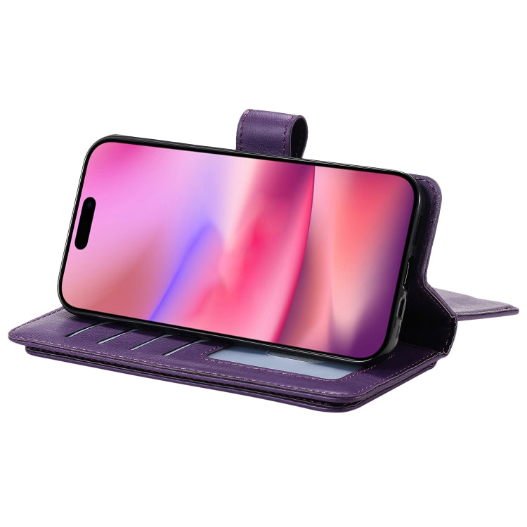 For iPhone 16 Multi-Function Wallet 10 Card Slots Leather Phone Case