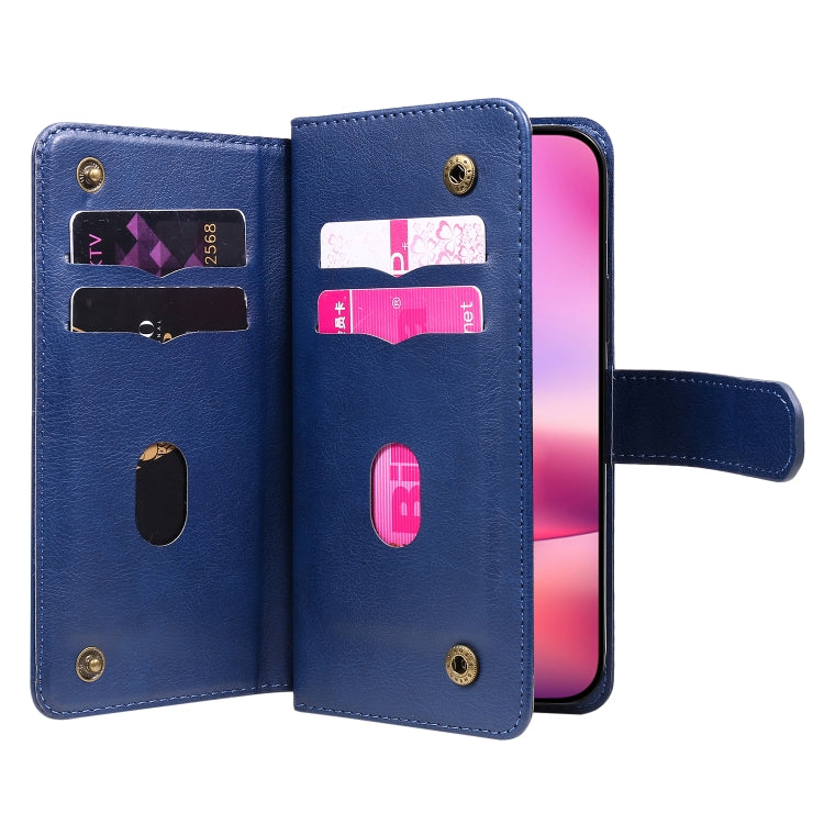 For iPhone 16 Multi-Function Wallet 10 Card Slots Leather Phone Case