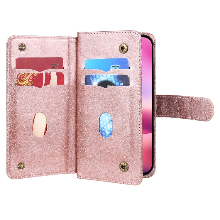 For iPhone 16 Multi-Function Wallet 10 Card Slots Leather Phone Case