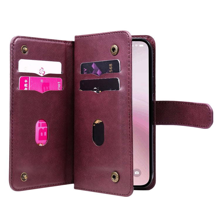 For iPhone 17e / 16e Multi-Function Wallet 10 Card Slots Leather Phone Case