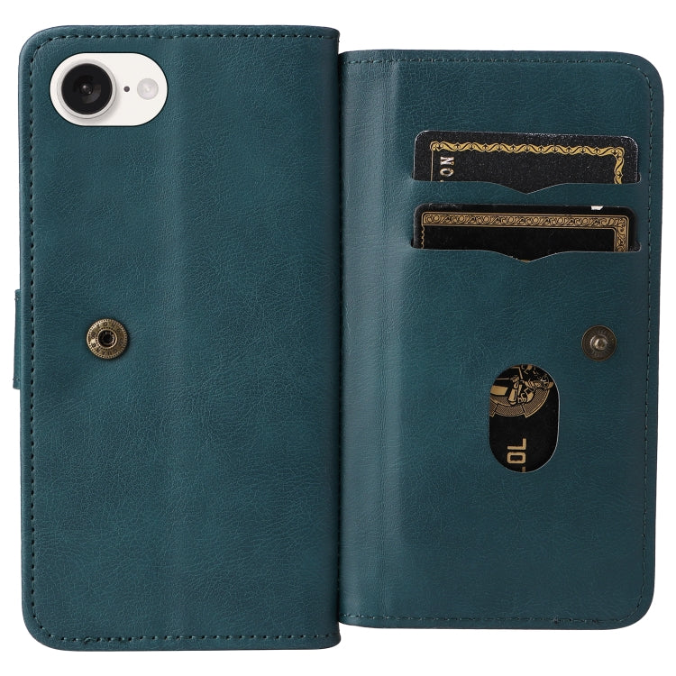 For iPhone 17e / 16e Multi-Function Wallet 10 Card Slots Leather Phone Case