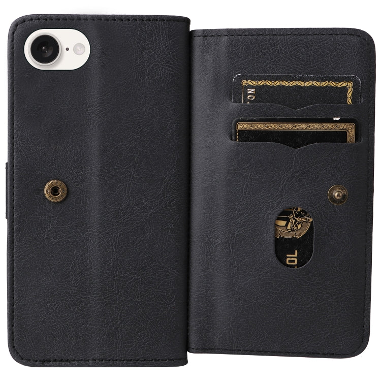 For iPhone 17e / 16e Multi-Function Wallet 10 Card Slots Leather Phone Case