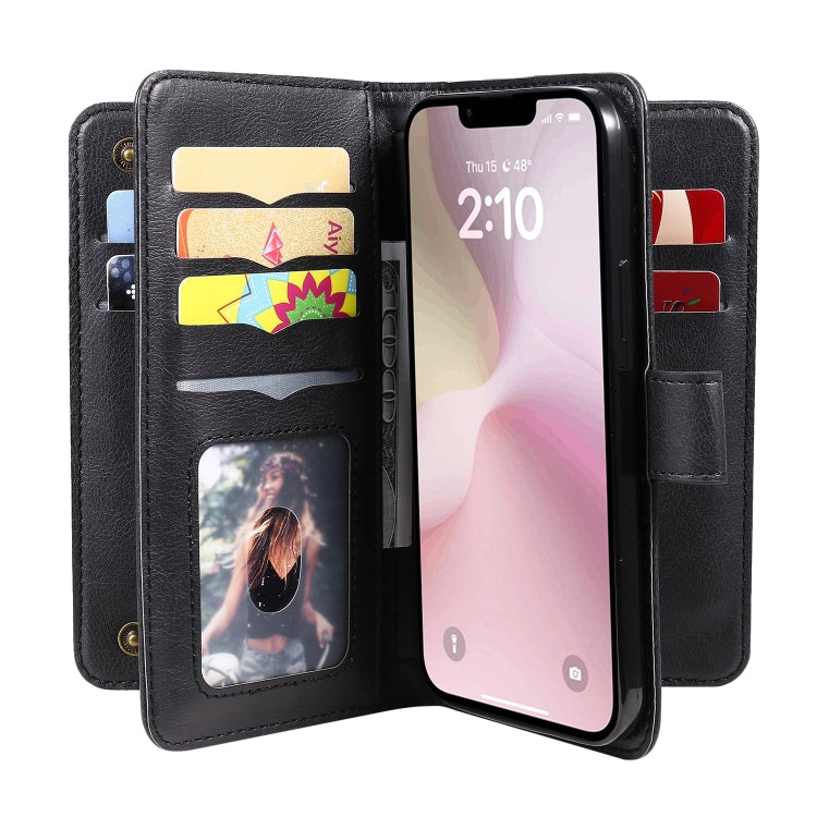 For iPhone 17e / 16e Multi-Function Wallet 10 Card Slots Leather Phone Case