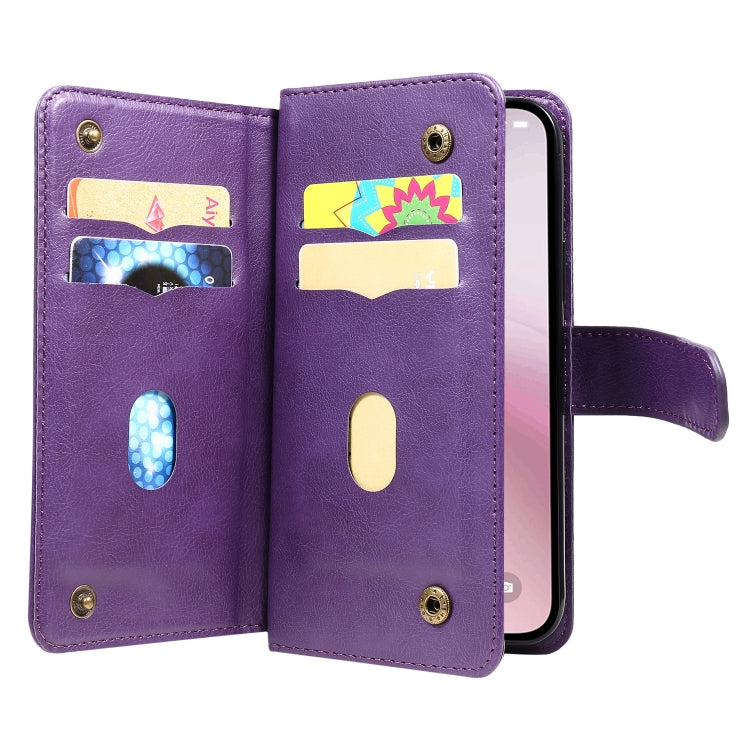 For iPhone 17e / 16e Multi-Function Wallet 10 Card Slots Leather Phone Case
