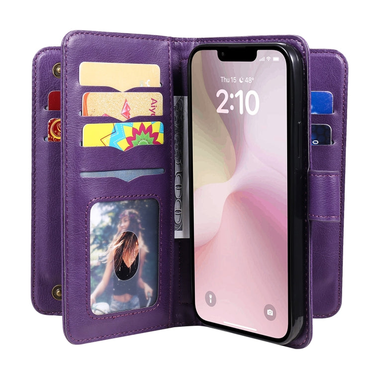 For iPhone 17e / 16e Multi-Function Wallet 10 Card Slots Leather Phone Case