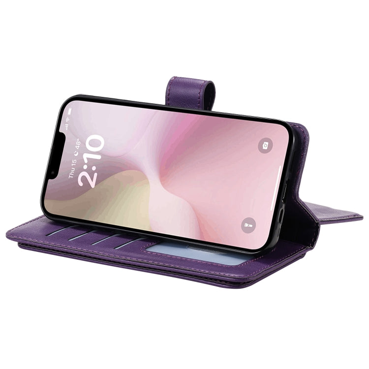For iPhone 17e / 16e Multi-Function Wallet 10 Card Slots Leather Phone Case