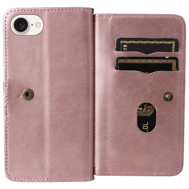 For iPhone 17e / 16e Multi-Function Wallet 10 Card Slots Leather Phone Case