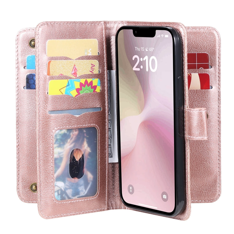 For iPhone 17e / 16e Multi-Function Wallet 10 Card Slots Leather Phone Case