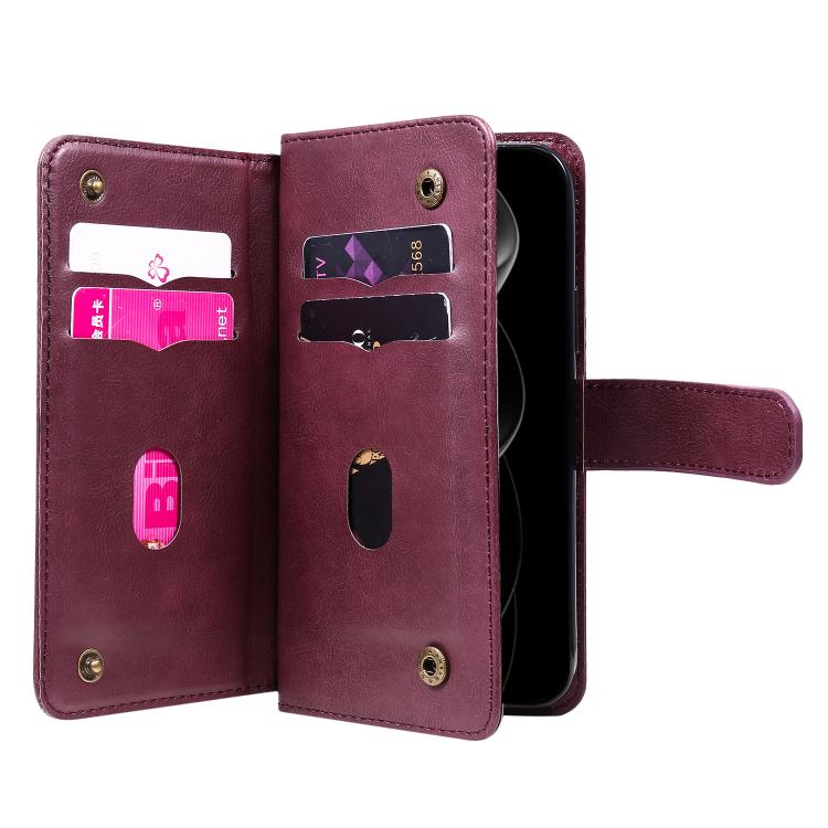 For iPhone 17 Pro Max Multi-Function Wallet 10 Card Slots Leather Phone Case