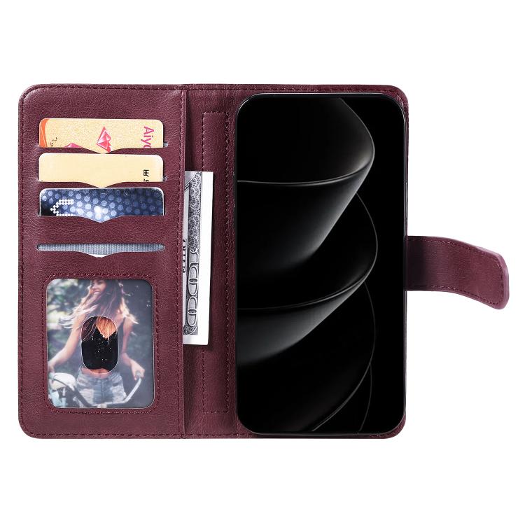 For iPhone 17 Pro Max Multi-Function Wallet 10 Card Slots Leather Phone Case