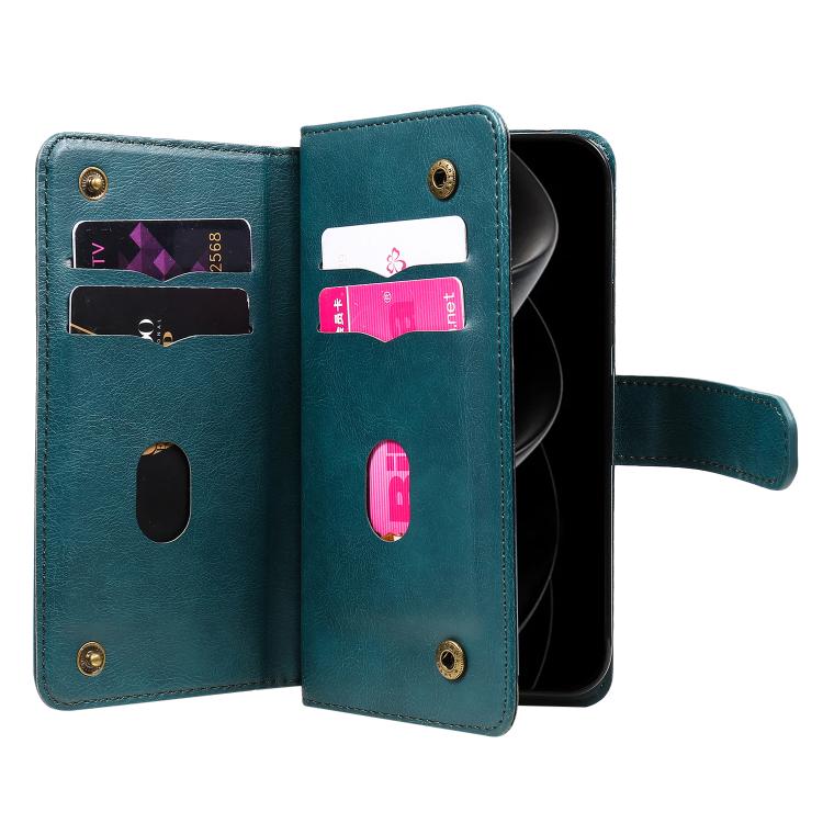 For iPhone 17 Pro Max Multi-Function Wallet 10 Card Slots Leather Phone Case
