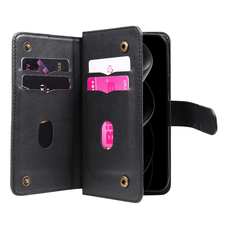 For iPhone 17 Pro Max Multi-Function Wallet 10 Card Slots Leather Phone Case