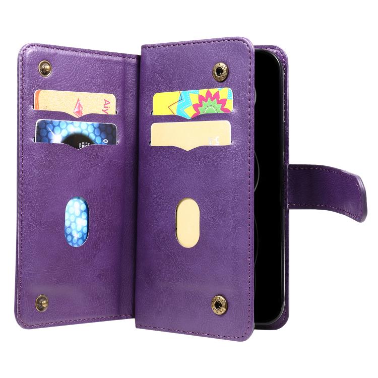 For iPhone 17 Pro Max Multi-Function Wallet 10 Card Slots Leather Phone Case