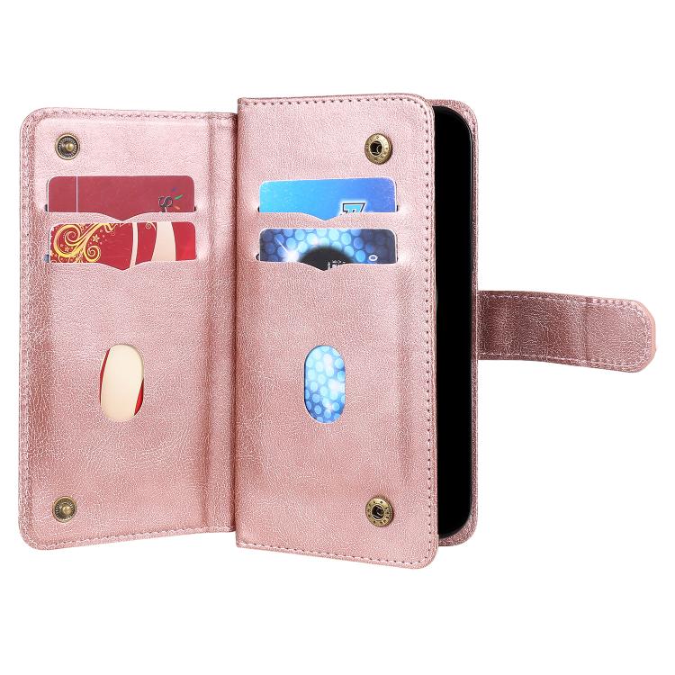 For iPhone 17 Pro Max Multi-Function Wallet 10 Card Slots Leather Phone Case