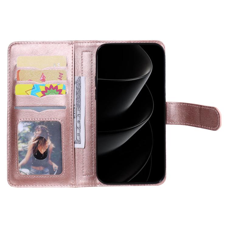 For iPhone 17 Pro Max Multi-Function Wallet 10 Card Slots Leather Phone Case