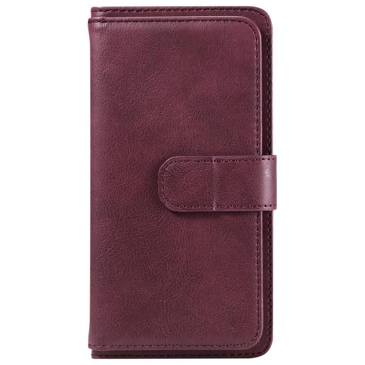 For iPhone 17 Pro Multi-Function Wallet 10 Card Slots Leather Phone Case