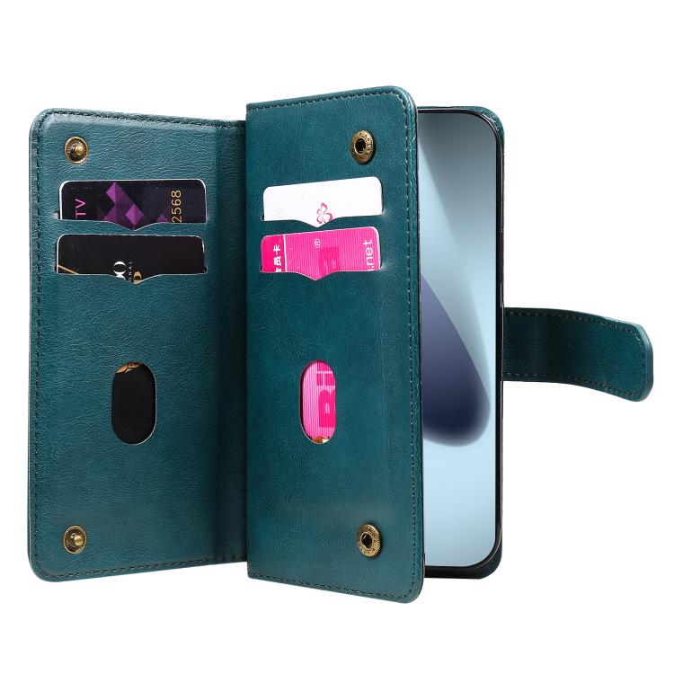 For iPhone 17 Pro Multi-Function Wallet 10 Card Slots Leather Phone Case