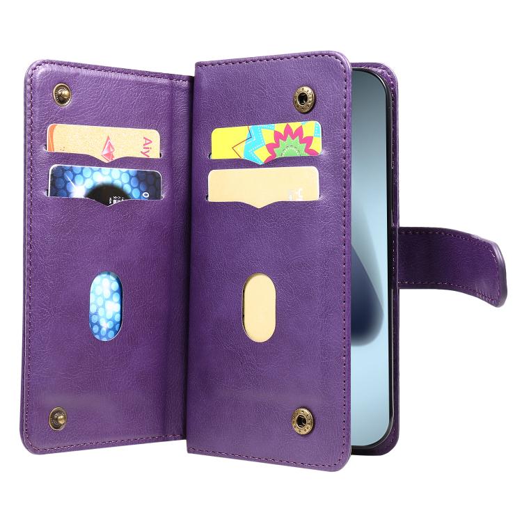 For iPhone 17 Pro Multi-Function Wallet 10 Card Slots Leather Phone Case