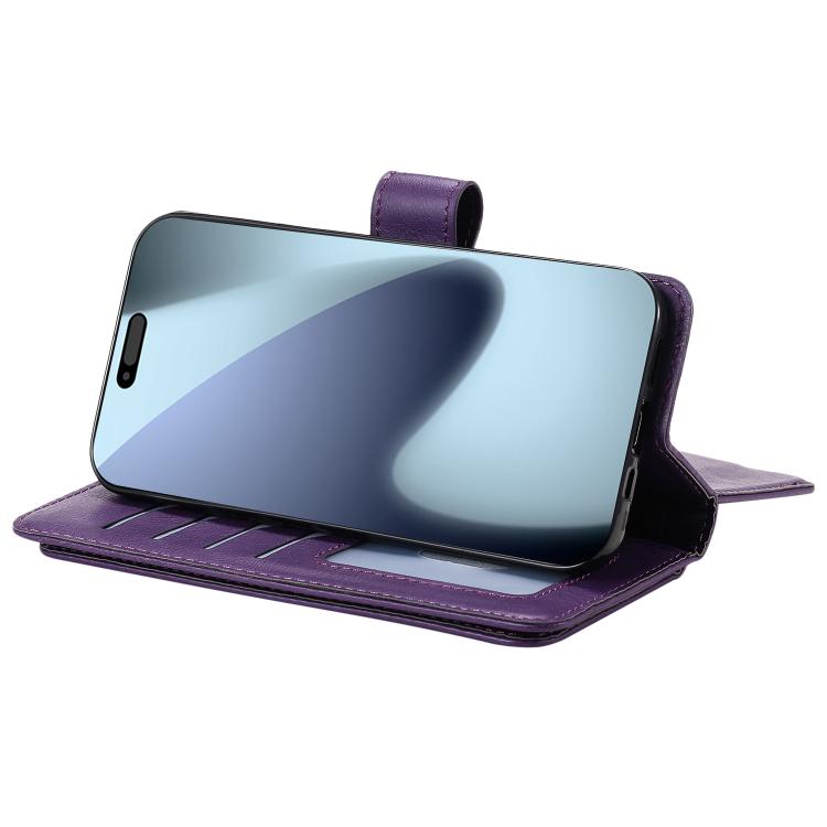 For iPhone 17 Pro Multi-Function Wallet 10 Card Slots Leather Phone Case