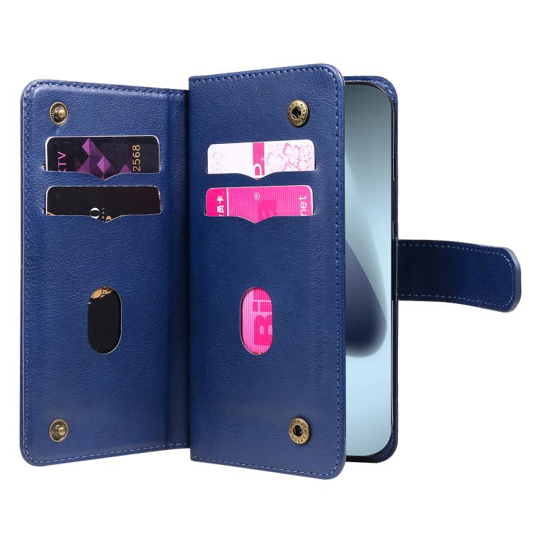 For iPhone 17 Pro Multi-Function Wallet 10 Card Slots Leather Phone Case