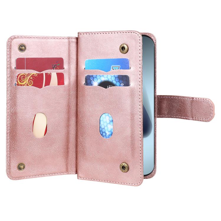 For iPhone 17 Pro Multi-Function Wallet 10 Card Slots Leather Phone Case